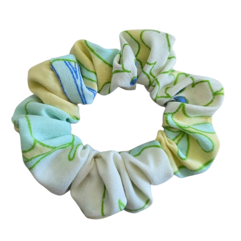 2/$5 Scrunchies (Add To Your Bundle) Blue Green Printed‎ Hair Tie Scrunchie